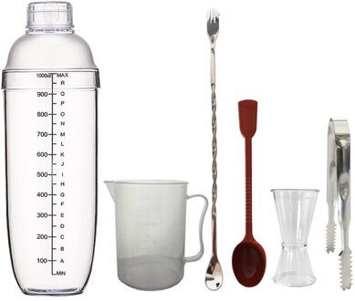 Cocktail Shaker Pc Clear Resin Mixer Cup Barman Bar Martini Kit 500cc