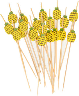Cocktail/tapas prikkers - ananas - 20x stuks - bamboo - 12 cm - Cocktailprikkers