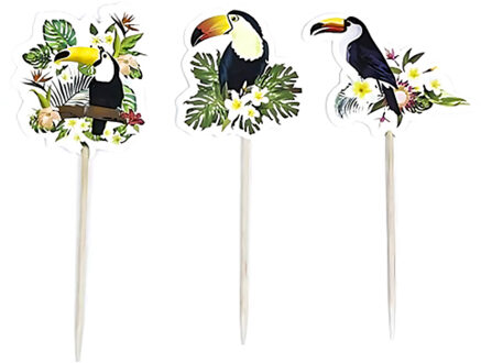 Cocktail/tapas prikkers - tropisch - 20x stuks - 10 cm - hout - Cocktailprikkers