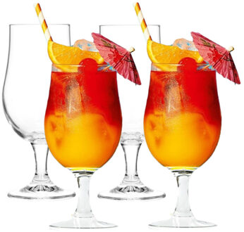 Cocktailglazen op voet - 4x stuks - glas - 370 ml - pina colada/sex on the beach glazen