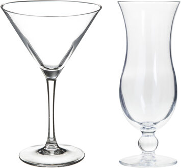 Cocktailglazen set - blue hawaii/martini glazen - 8x stuks - Drinkglazen Transparant