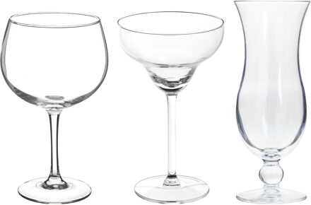 Cocktailglazen set - gin/margarita/blue hawaii glazen - 12x stuks