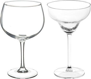 Cocktailglazen set - gin/margarita glazen - 11x stuks - Drinkglazen Transparant