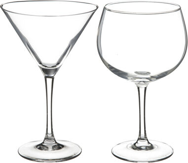 Cocktailglazen set - gin/martini glazen - 8x stuks - Drinkglazen Transparant