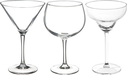 Cocktailglazen set - gin/martini/margarita glazen - 12x stuks - Drinkglazen Transparant