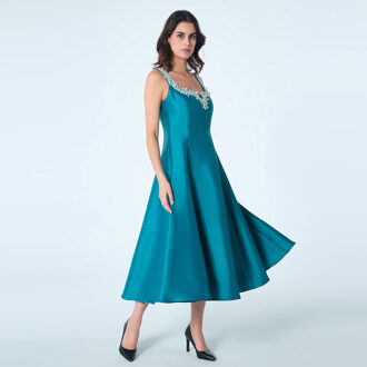 Cocktailjurk met hartvormig decolleté en kralen Blauw - XS