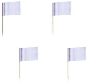Cocktailprikkers blanco - 500x - wit - 8 cm - vlaggen prikkertjes