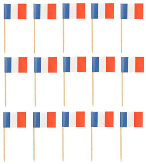 Cocktailprikkers Frankrijk - 500x - rood/wit/blauw - 8cm - Franse vlaggetjes Multi