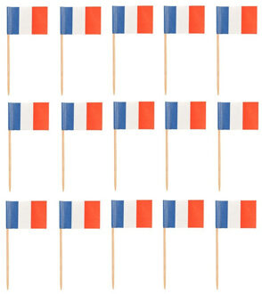 Cocktailprikkers Frankrijk - 500x - rood/wit/blauw - 8cm - Franse vlaggetjes