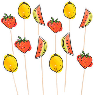 Cocktailprikkers Fruit (12st) Multikleur - Print