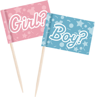 Cocktailprikkers Gender Reveal (50st) Roze, Blauw