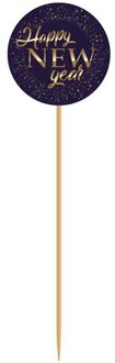 Cocktailprikkers Happy New Year Blauw 8 Stuks