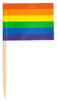 Cocktailprikkers - regenboog/pride vlag - 50 stuks - 8 cm - vlaggetje decoratie - Cocktailprikkers Multikleur