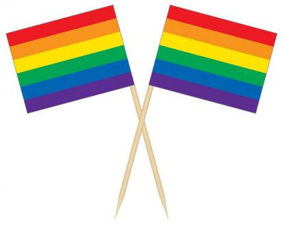 Cocktailprikkers - regenboog/pride vlag - 50 stuks - 8 cm - vlaggetje decoratie - Cocktailprikkers Multikleur