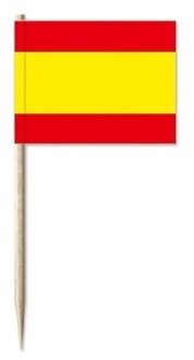 Cocktailprikkers Spanje 100 stuks vlaggetjes - Spaanse vlag prikkertjes