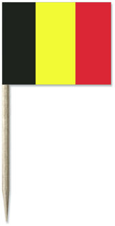 Cocktailprikkers vlag Belgie - 50x stuks - 8 cm vlaggetjes - landen decoratie - Prikkertjes