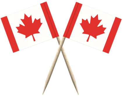Cocktailprikkers vlag Canada - 150x stuks - 8 cm vlaggetjes - landen decoratie - Prikkertjes