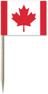 Cocktailprikkers vlag Canada - 50x stuks - 8 cm vlaggetjes - landen decoratie - Prikkertjes