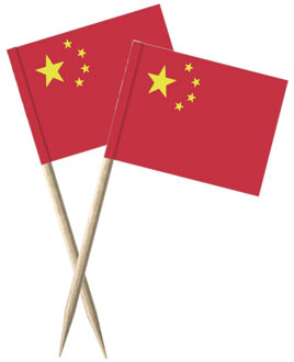 Cocktailprikkers vlag China - 150x stuks - 8 cm vlaggetjes - landen decoratie - Prikkertjes