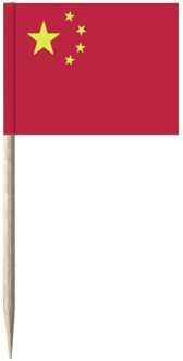 Cocktailprikkers vlag China - 50x stuks - 8 cm vlaggetjes - landen decoratie - Prikkertjes