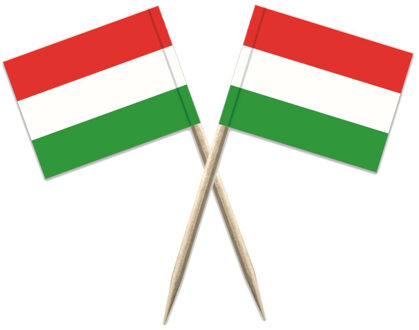 Cocktailprikkers vlag Hongarije - 150x stuks - 8 cm vlaggetjes - landen decoratie - Prikkertjes