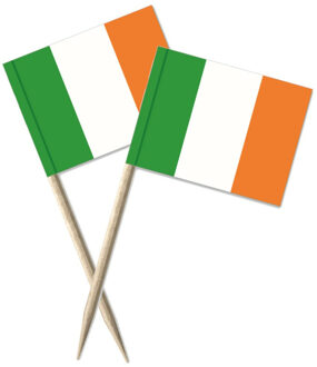 Cocktailprikkers vlag Ierland - 100x stuks - 8 cm vlaggetjes - Ierse landen decoratie - Prikkertjes
