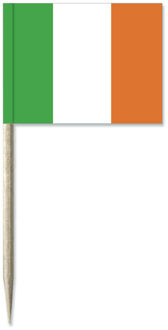 Cocktailprikkers vlag Ierland - 50x stuks - 8 cm vlaggetjes - Ierse landen decoratie - Prikkertjes Multi