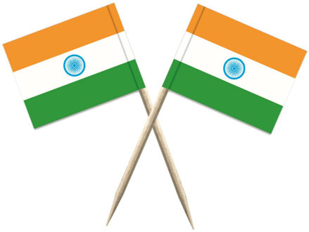 Cocktailprikkers vlag India - 100x stuks - 8 cm vlaggetjes - landen decoratie - Prikkertjes