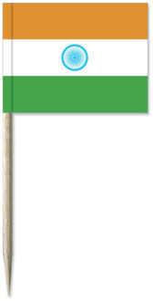 Cocktailprikkers vlag India - 50x stuks - 8 cm vlaggetjes - landen decoratie - Prikkertjes
