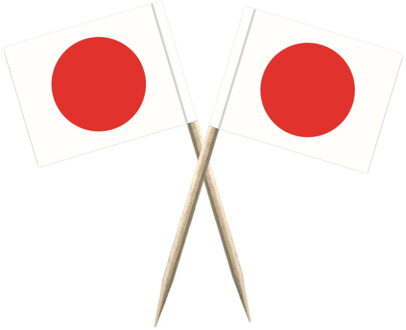 Cocktailprikkers vlag Japan - 100x stuks - 8 cm vlaggetjes - landen decoratie - Prikkertjes