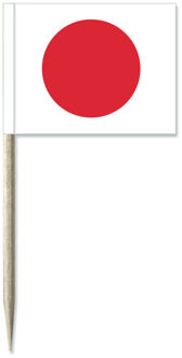 Cocktailprikkers vlag Japan - 50x stuks - 8 cm vlaggetjes - landen decoratie - Prikkertjes