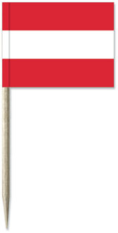 Cocktailprikkers vlag Oostenrijk - 50x stuks - 8 cm vlaggetjes - landen decoratie - Prikkertjes