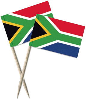 Cocktailprikkers vlag Zuid Afrika - 100x stuks - 8 cm vlaggetjes - landen decoratie - Prikkertjes