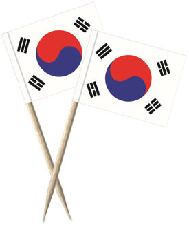 Cocktailprikkers Zuid-Korea - 150x st - 8 cm - vlaggetje - landen decoratie prikkers