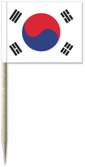 Cocktailprikkers Zuid-Korea - 50x st - 8 cm - vlaggetje - landen decoratie prikkers Multi