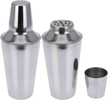 Cocktailshaker - 3x - zilver - RVS - 500 ml - cocktails maken - drank accessoires