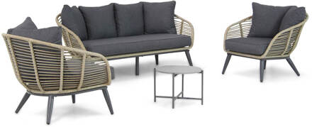 Coco Leonardo/Saka 50 stoel-bank loungeset 4-delig Taupe-naturel-bruin