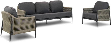 Coco Lucia stoel-bank loungeset 3-delig Taupe-naturel-bruin