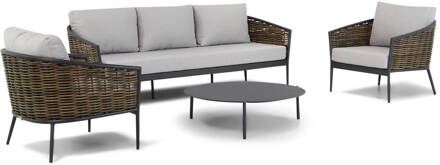 Coco Palm/Pacific 100 cm stoel-bank loungeset 4-delig Grijs-antraciet