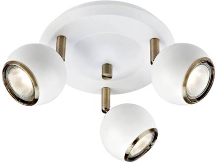 Coco - plafondlamp met drie lampen in wit wit, antiek messing
