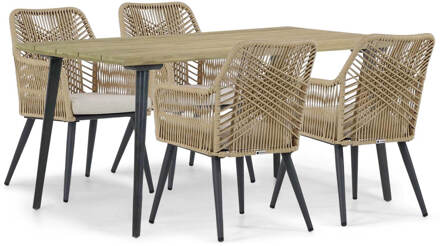 Coco Vedra/Montana 180 cm dining tuinset 5-delig Taupe-naturel-bruin