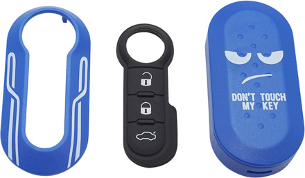 Cocolockey Remote Flip Key Shell Case Autosleutel Pad Voor Fiat 500 Panda Punto Bravo Vervanging Key Case 3 Knop rubber Knop Pad blauw