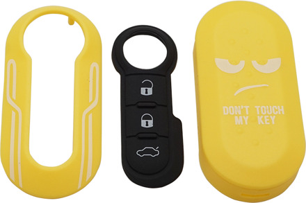 Cocolockey Remote Flip Key Shell Case Autosleutel Pad Voor Fiat 500 Panda Punto Bravo Vervanging Key Case 3 Knop rubber Knop Pad geel