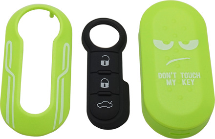 Cocolockey Remote Flip Key Shell Case Autosleutel Pad Voor Fiat 500 Panda Punto Bravo Vervanging Key Case 3 Knop rubber Knop Pad groen