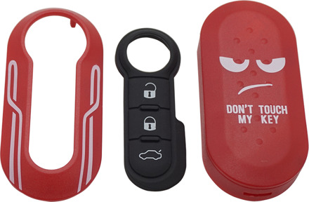 Cocolockey Remote Flip Key Shell Case Autosleutel Pad Voor Fiat 500 Panda Punto Bravo Vervanging Key Case 3 Knop rubber Knop Pad rood