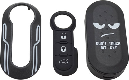 Cocolockey Remote Flip Key Shell Case Autosleutel Pad Voor Fiat 500 Panda Punto Bravo Vervanging Key Case 3 Knop rubber Knop Pad zwart