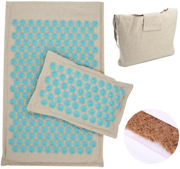 Coconut Fiber Lotus Acupressure Mat Set Back Body Massage Mat with Pillow Relaxation Stress Relief Yoga Massager Cushion Shiatsu