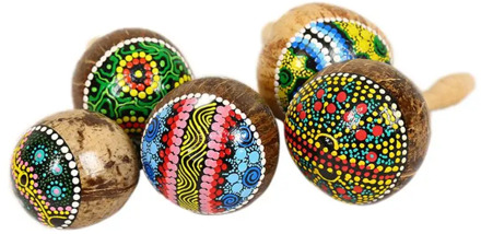 Coconut Shell Sand Hammer Shaker Gourd Kashaka Indonesia Shaker Rattle Percussio