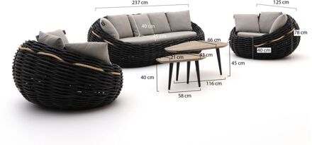 Cocoon/ROUGH-K stoel-bank loungeset 5-delig - Laagste prijsgarantie! Zwart