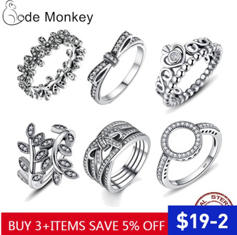CodeMonkey Hot Sale 100% 925 Sterling Silver Rings Clear CZ Circle Round Lucky Rings for Women Jewelry 2019 Dropshipping R041